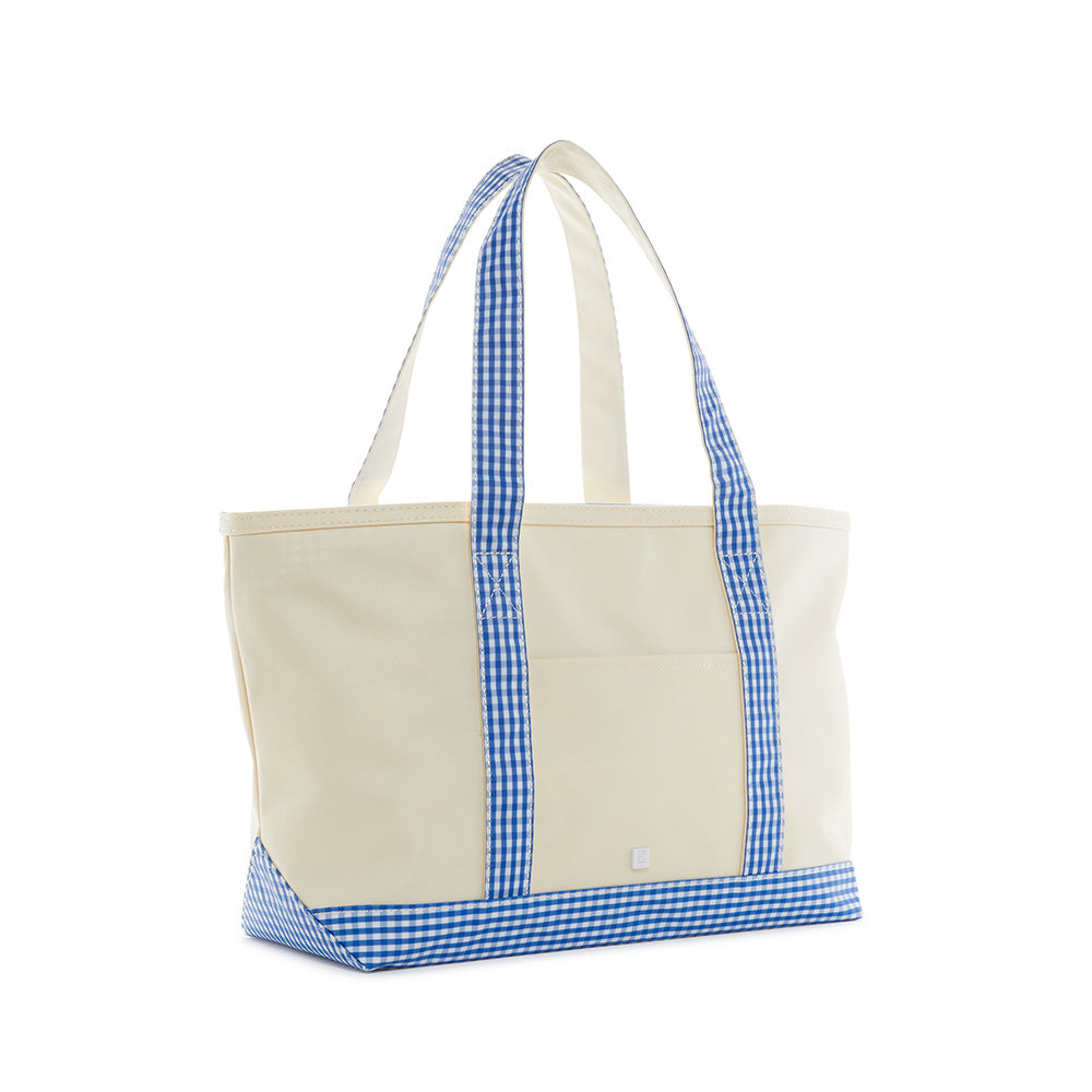 Medium Tote - Coated Canvas Gingham Royal Trim