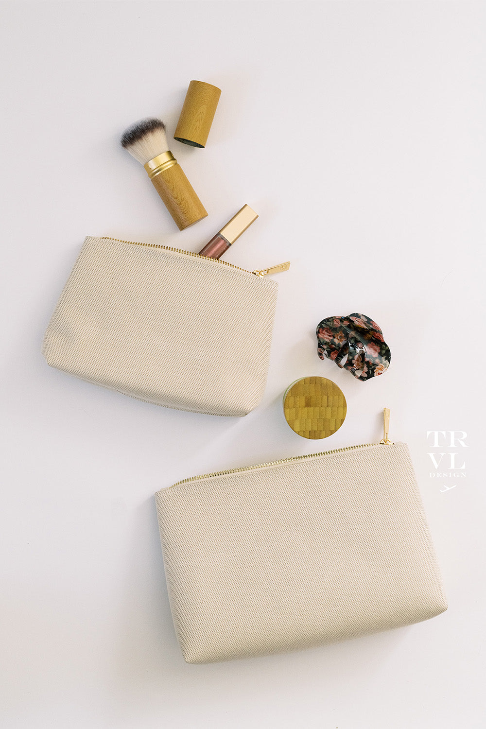 Cosmetic Bag - Linen Duo Set - Sand