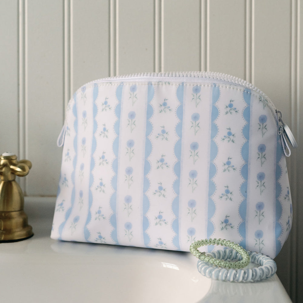 Cosmetic Bag - Goodie Bag - Ribbon Floral Blue