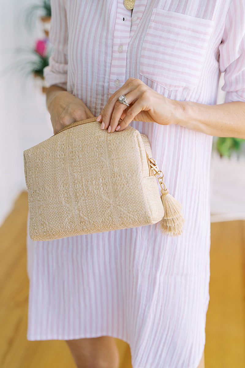 Cosmetic Bag - Everything Bali Straw Cane Sand