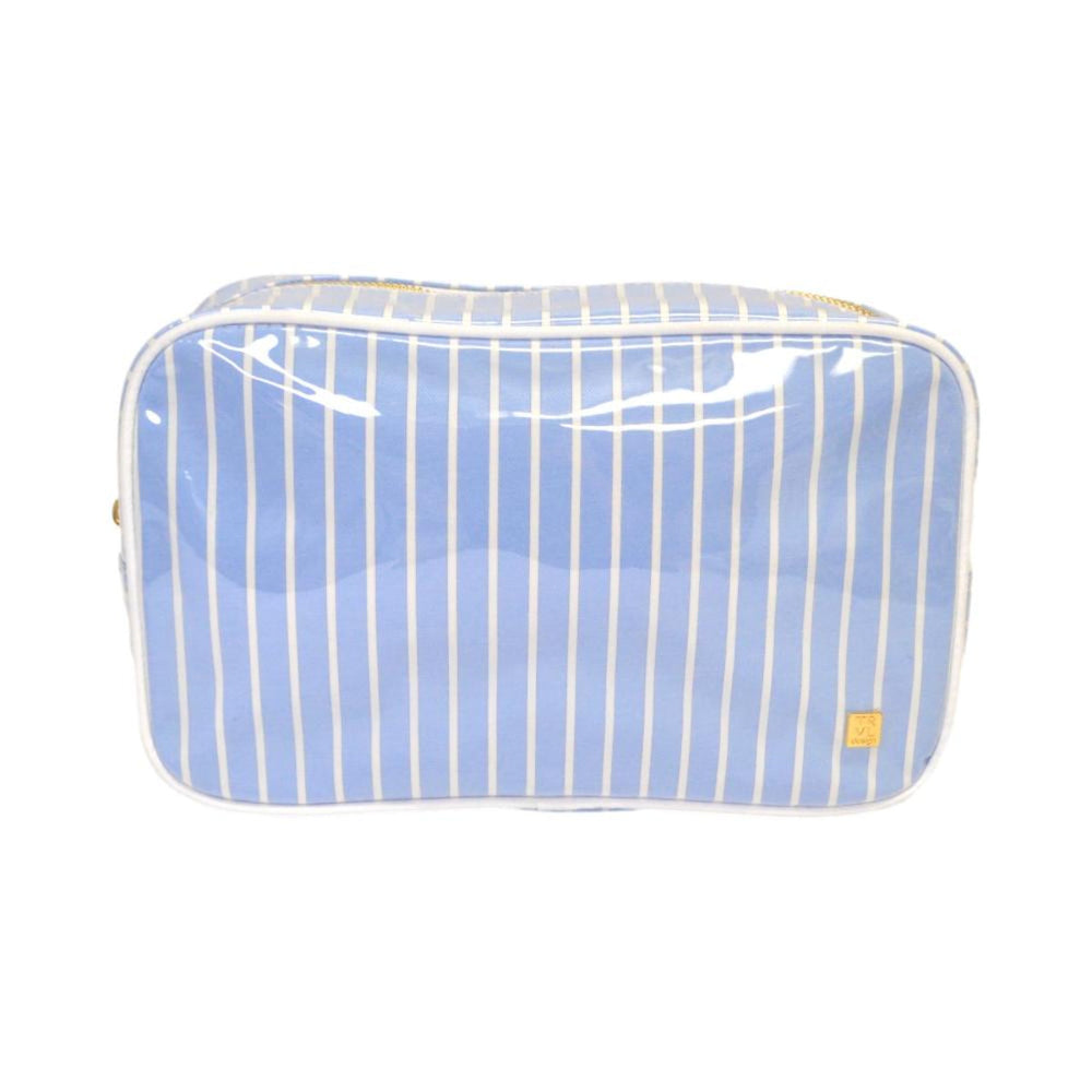LUXE GLOSS OVERLAY XL GLAM + GO GLAM COASTAL SET - SURF STRIPE (Dark Blue) - Cosmetic & Toiletry Bags