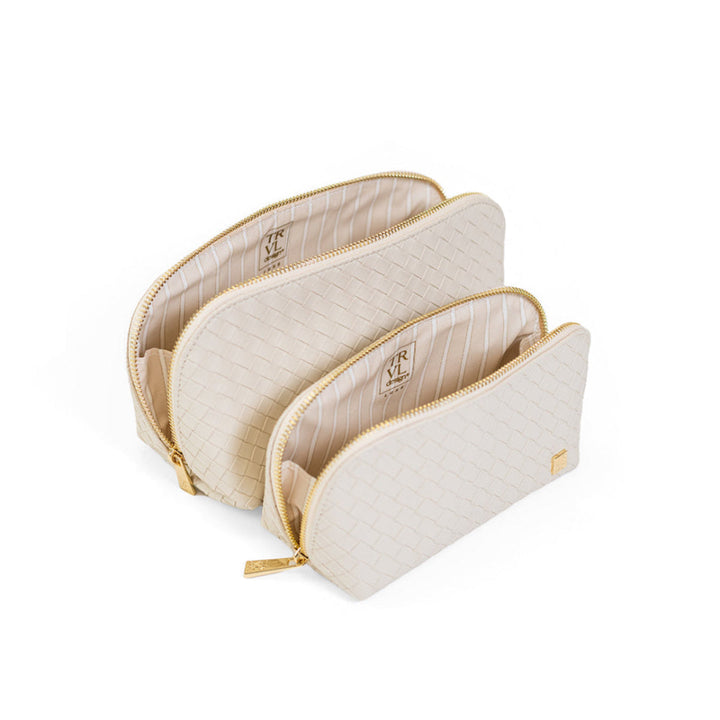 Cosmetic Bag Set - Duo Case - Woven Sand