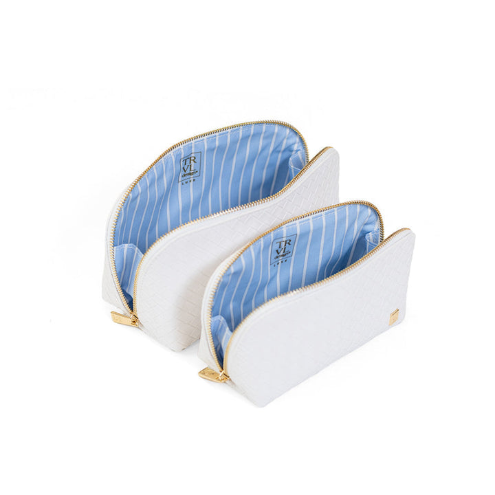 Cosmetic Bag Set - Duo Case - Woven Blanc