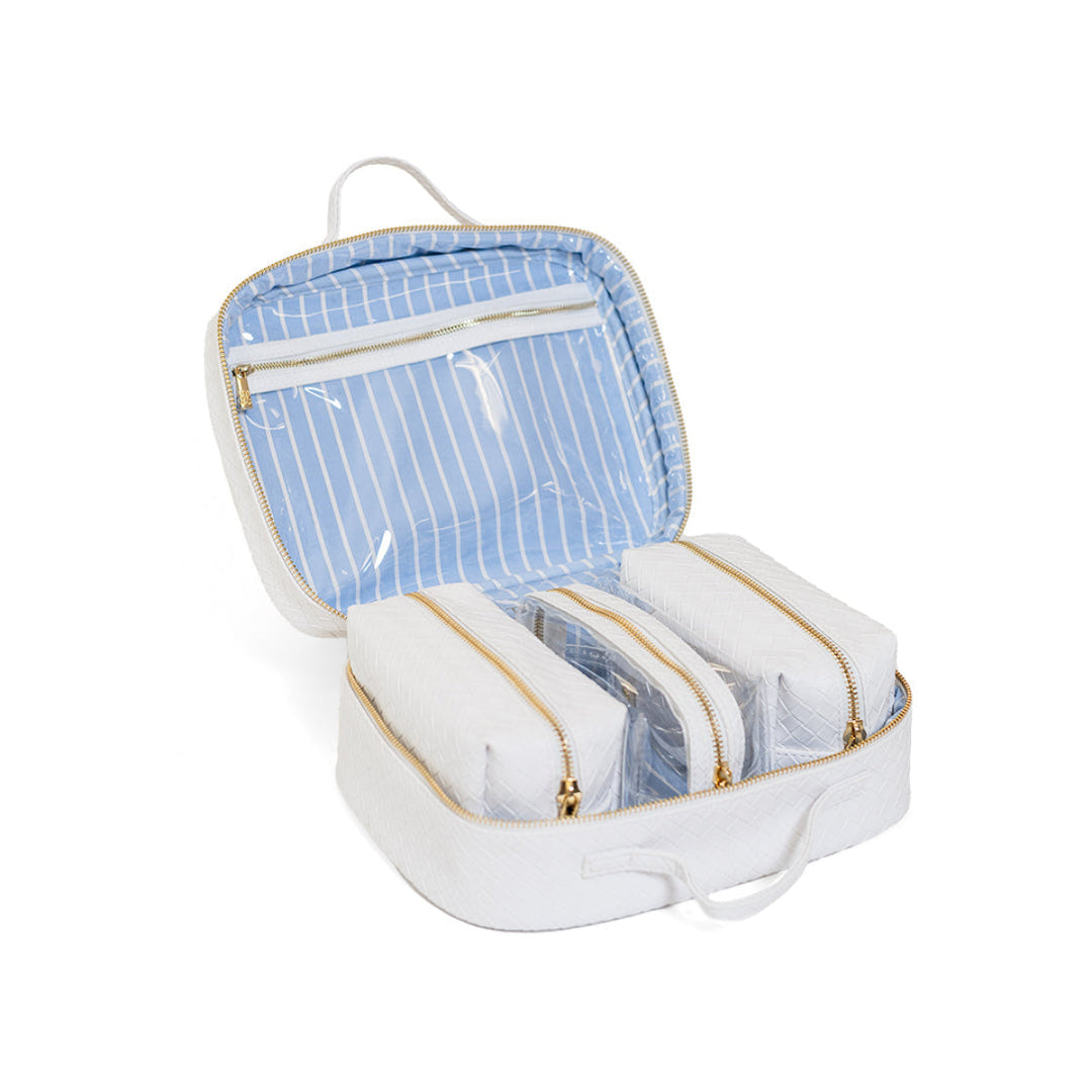 LUXE TRVL2 Cosmetic Toiletry Case - WOVEN BLANC - Cosmetic &amp; Toiletry Bags
