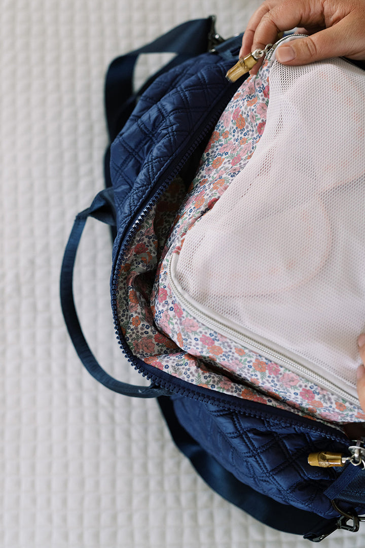 Duffel - Overpacker - Blue Bell with Garden Floral Liner