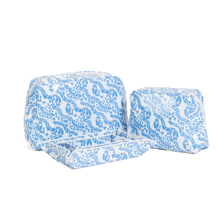 Cosmetic Bag - Gloss Large Wash Bag - Heart Blue