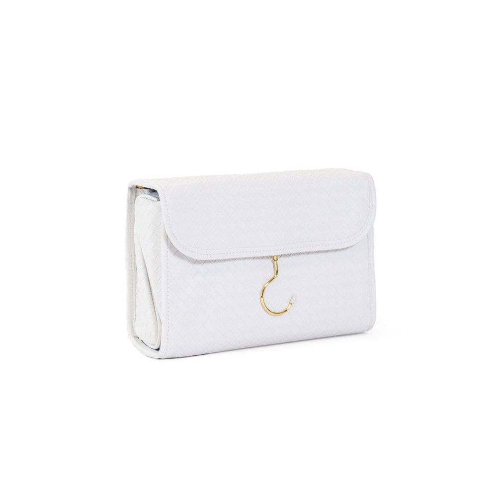 LUXE Hanging Toiletry Case - WOVEN BLANC - Cosmetic & Toiletry Bags
