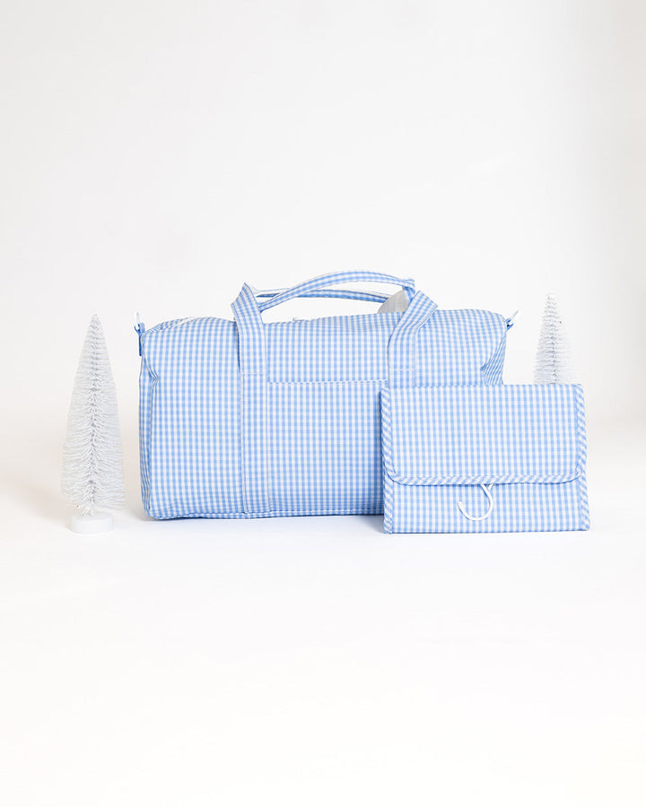 Weekender Gift Set - Duffel And Hanging Bag Gingham Sky