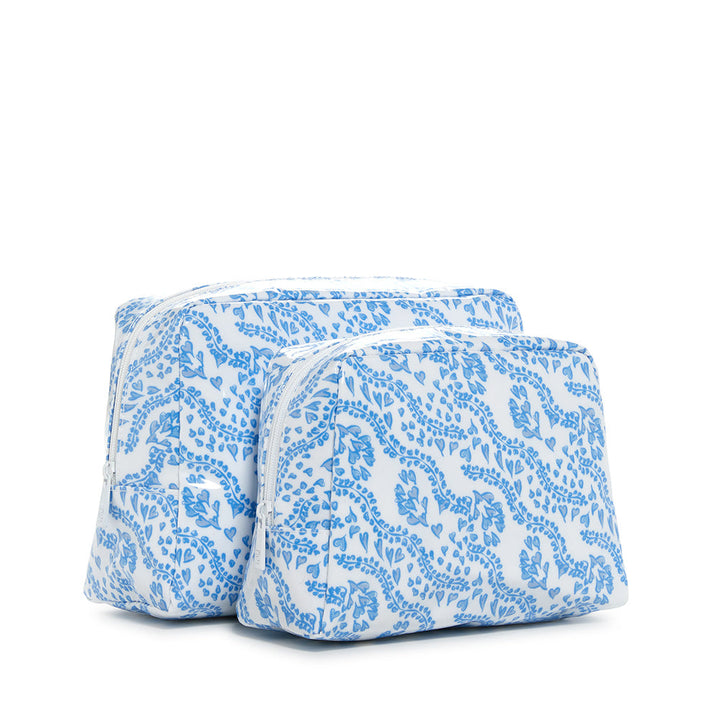 Luxe Gloss Wash Bag Med - All Heart Blue *New! Cosmetic & Toiletry Bags
