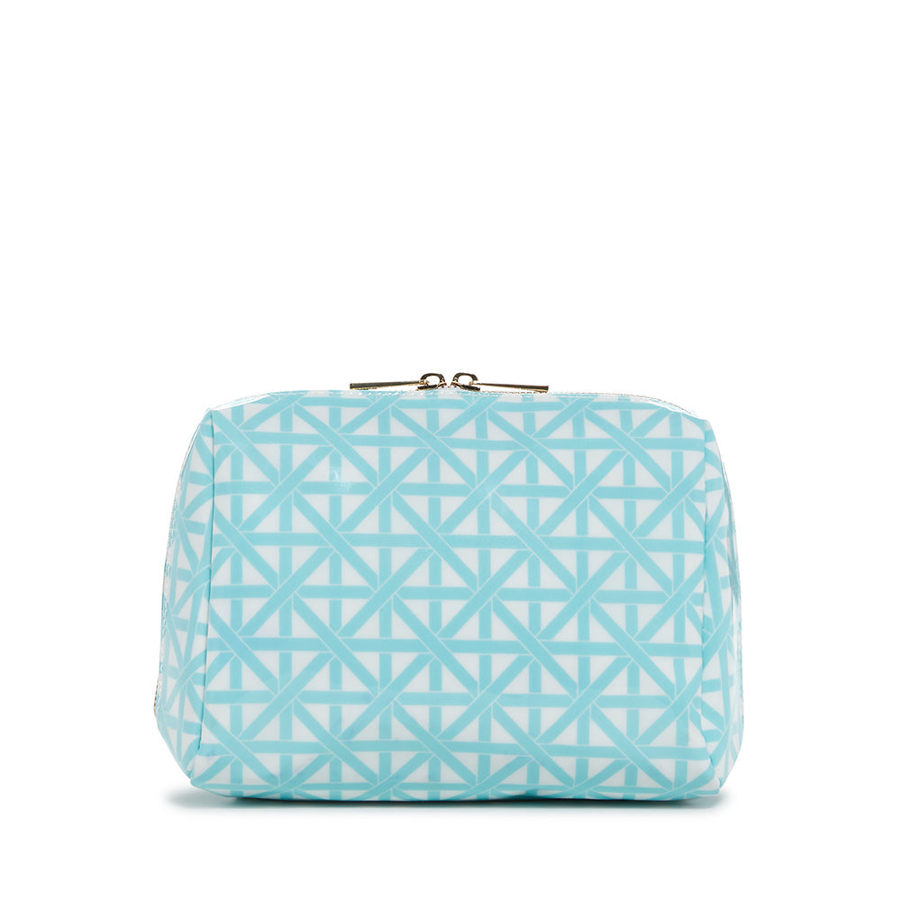 Luxe Gloss Double Zip Med - Trellis Aqua Cosmetic & Toiletry Bags
