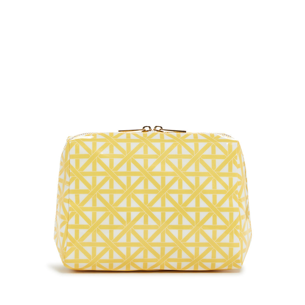Luxe Gloss Double Zip Med - Trellis Lemon Cosmetic & Toiletry Bags