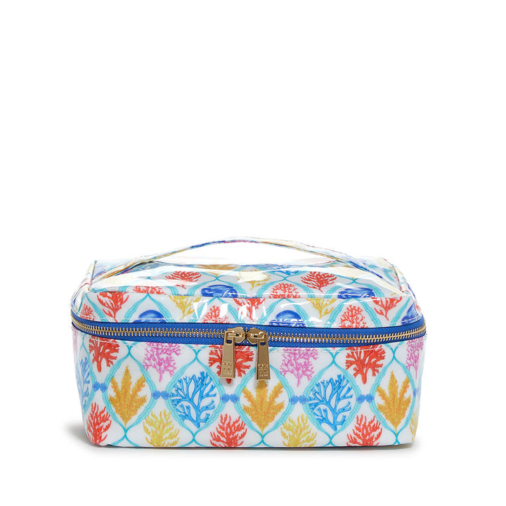 Luxe Gloss Top Handle - Aqua Coral Cosmetic & Toiletry Bags