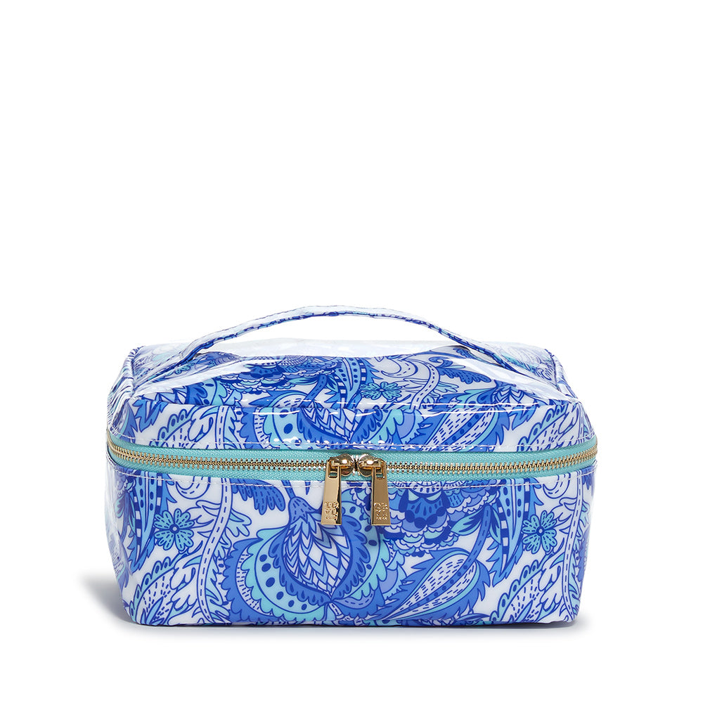 Luxe Gloss Top Handle - Blue Paisley Cosmetic & Toiletry Bags