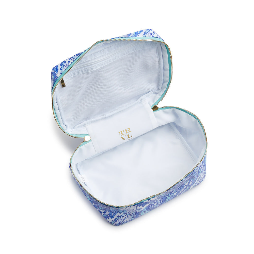 Luxe Gloss Top Handle - Blue Paisley Cosmetic & Toiletry Bags