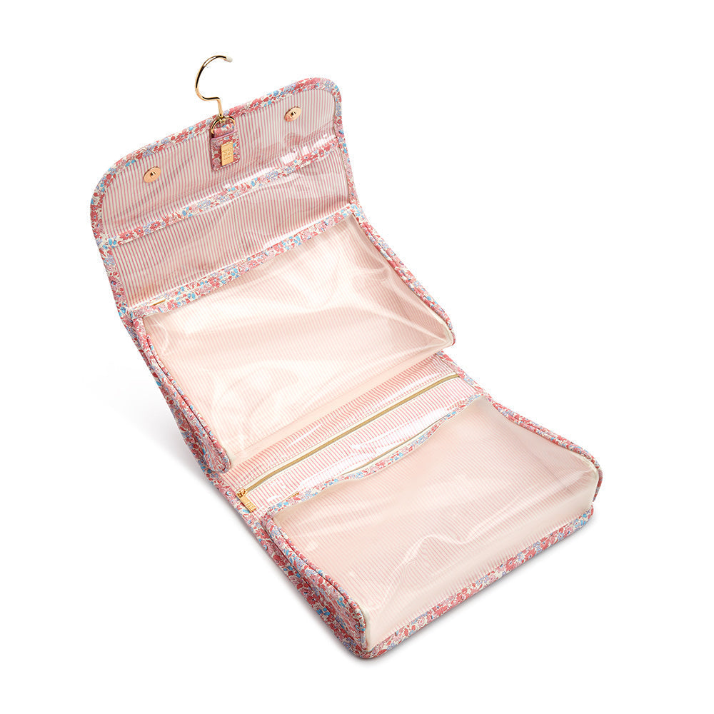 Luxe Hanging Toiletry Case Marseille With Pink Pinstripe Liner *New!