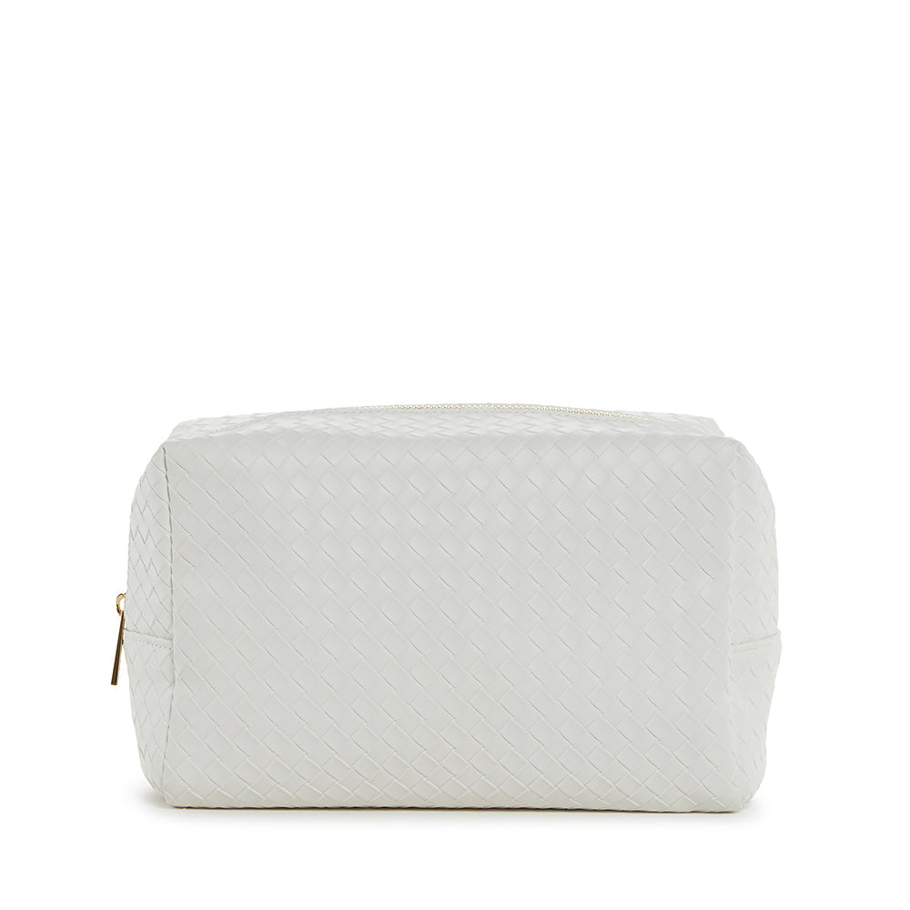 Luxe Bridal Everyday Cosmetic Bag - Woven White *New! White Cosmetic Bags