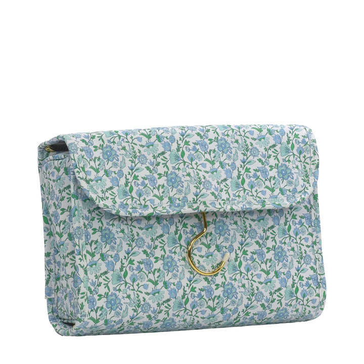 Hanging Toiletry Case - Hamptons Floral with Chambray Pinstripe Liner