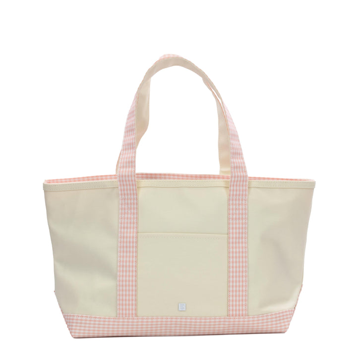 Medium Tote - Coated Canvas Natural with Taffy Gingham Trim