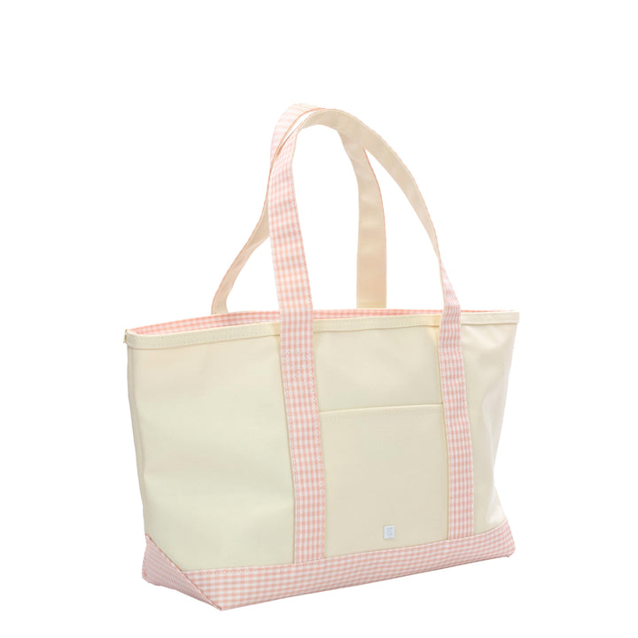 Medium Tote - Coated Canvas Natural with Taffy Gingham Trim