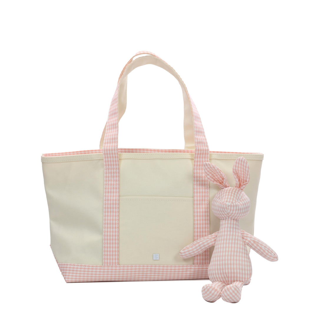 Medium Tote - Coated Canvas Natural with Taffy Gingham Trim