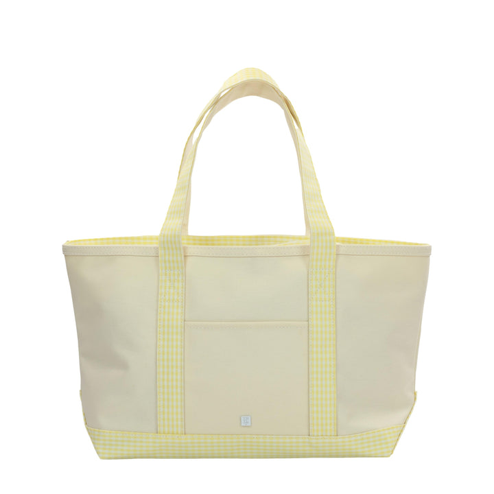 Medium Tote - Coated Canvas Natural with Buttercup Gingham Trim