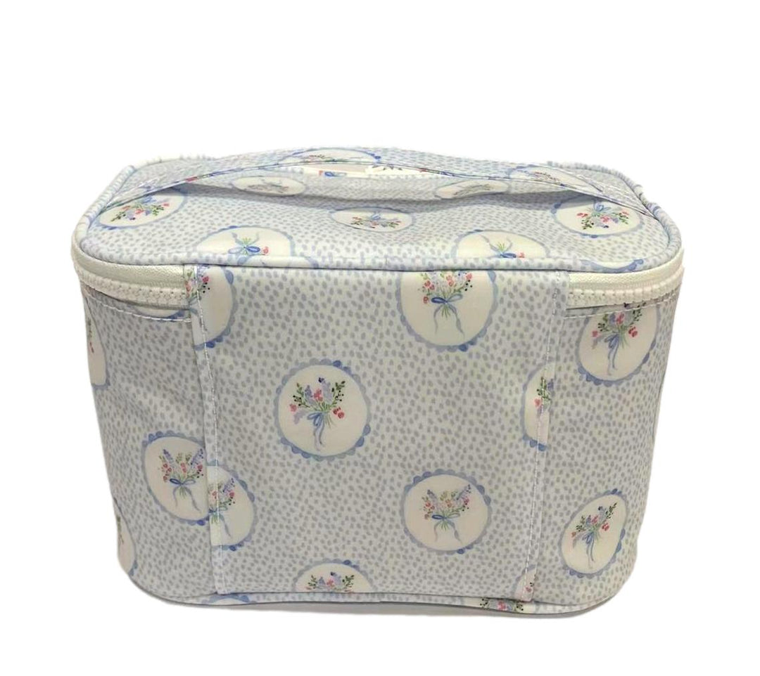 Train Case - Kit Case - Medallion Floral Blue