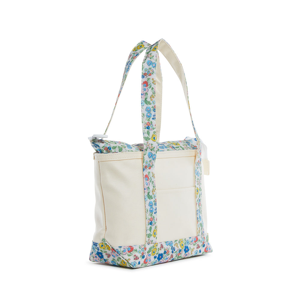 Tote Bag - Coated Cavas Mini Natural Posies Trim