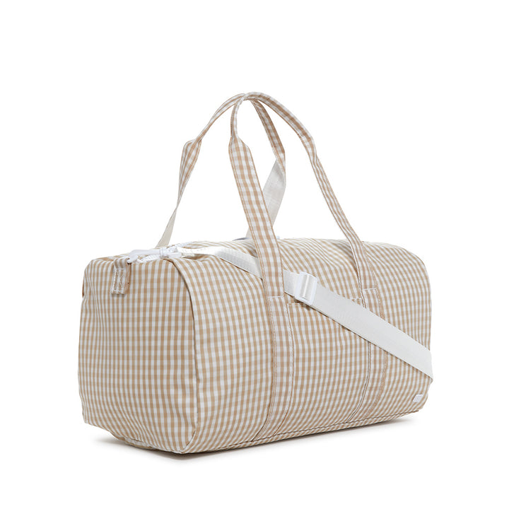 Weekender Gift Set - Duffel and Hanging Bag - Gingham Khaki