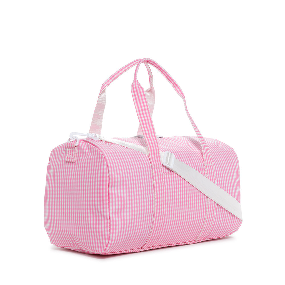 Weekender Gift Set - Duffel and Hanging Bag - Gingham Pink