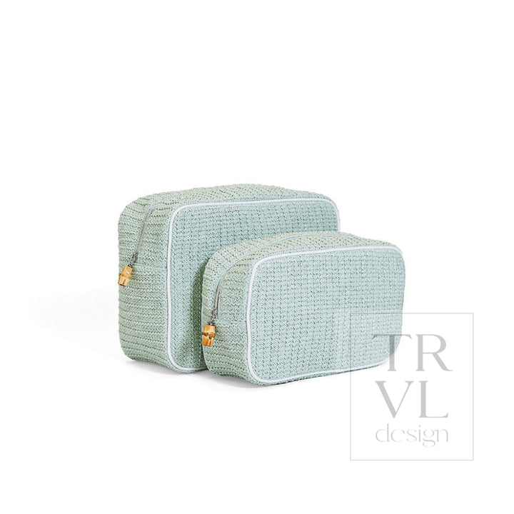 COASTAL STRAW XL GLAM - SEAGLASS - Cosmetic &amp; Toiletry Bags