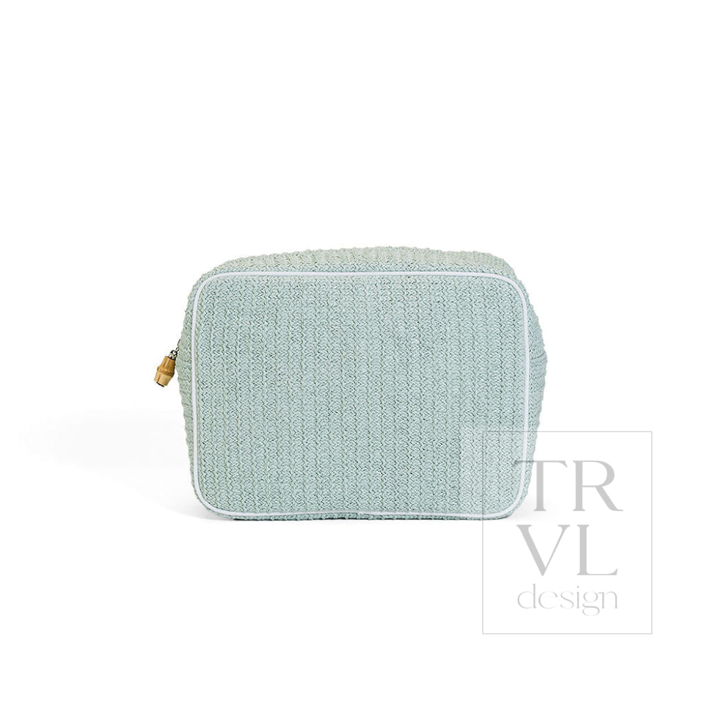 COASTAL STRAW XL GLAM - SEAGLASS - Cosmetic & Toiletry Bags