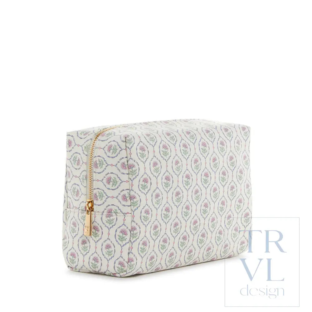 Luxe Cosmetic Bag Antibes Everyday With Navy Pinstripe Liner *New! Cosmetic Bags