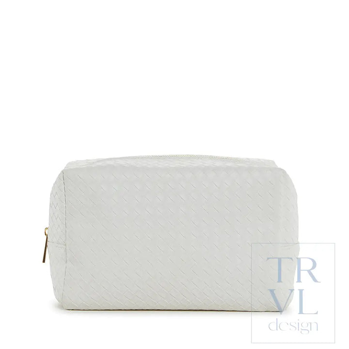 Luxe Bridal Everyday Cosmetic Bag - Woven White *New! White Cosmetic Bags