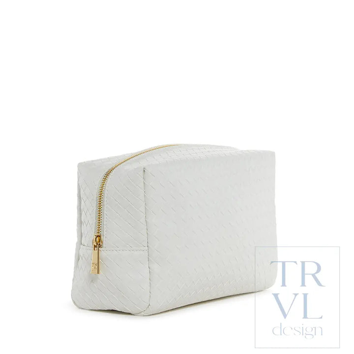 Luxe Bridal Everyday Cosmetic Bag - Woven White *New! Cosmetic Bags