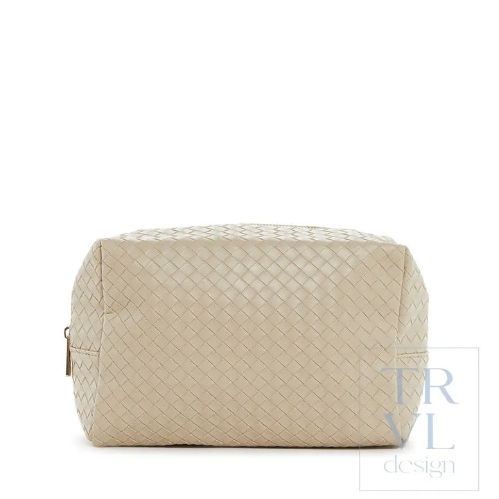 Luxe Everyday Cosmetic Bag - Woven Bisque *New! Bisque Cosmetic Bags