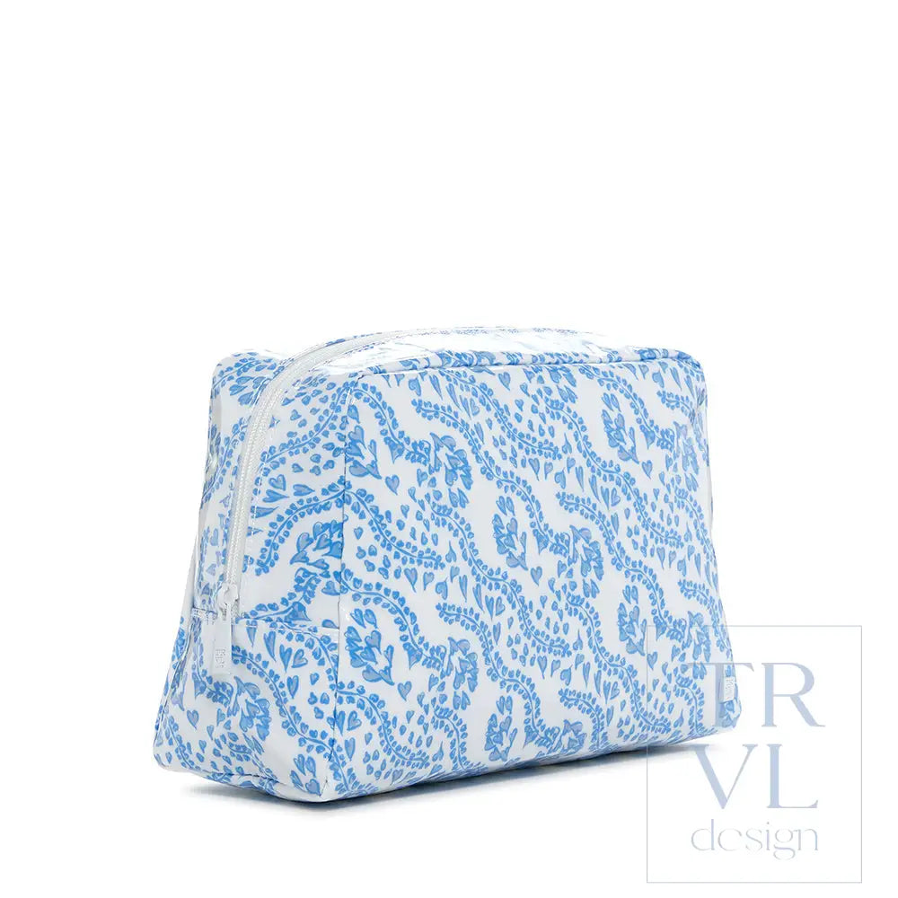 Luxe Gloss Wash Bag Large - All Heart Blue *New! Cosmetic & Toiletry Bags