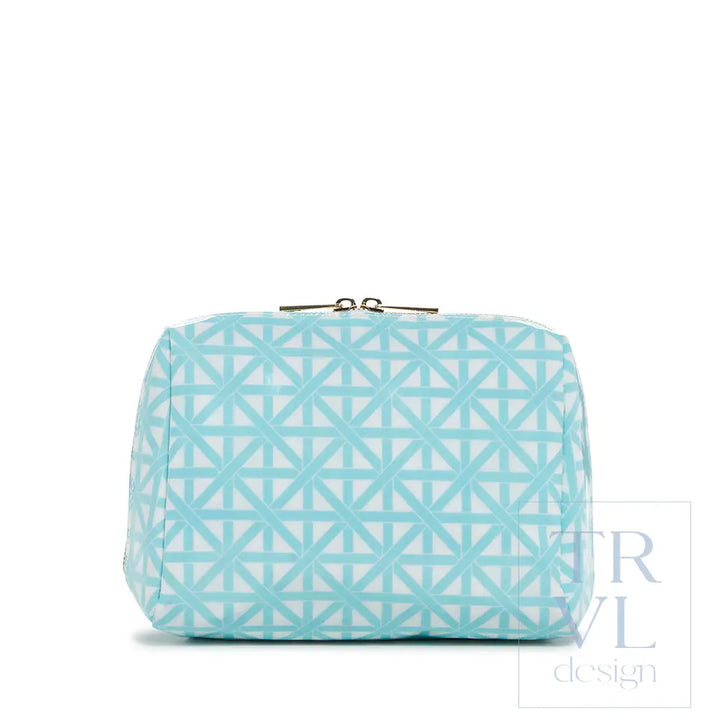 Luxe Gloss Double Zip Med - Trellis Aqua Cosmetic & Toiletry Bags