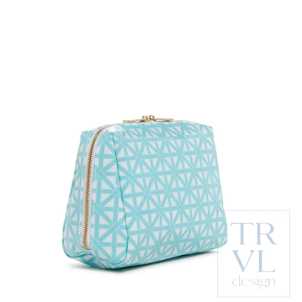 Luxe Gloss Double Zip Med - Trellis Aqua Cosmetic & Toiletry Bags