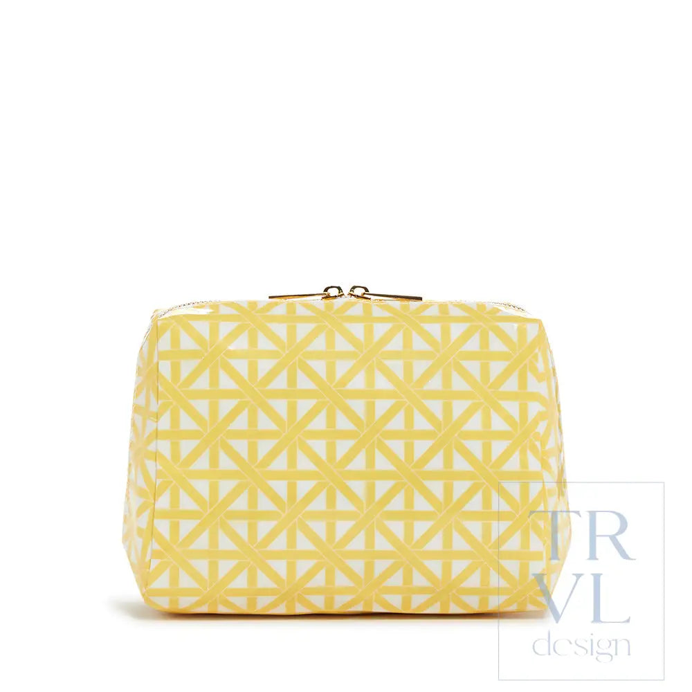 Luxe Gloss Double Zip Med - Trellis Lemon Cosmetic & Toiletry Bags