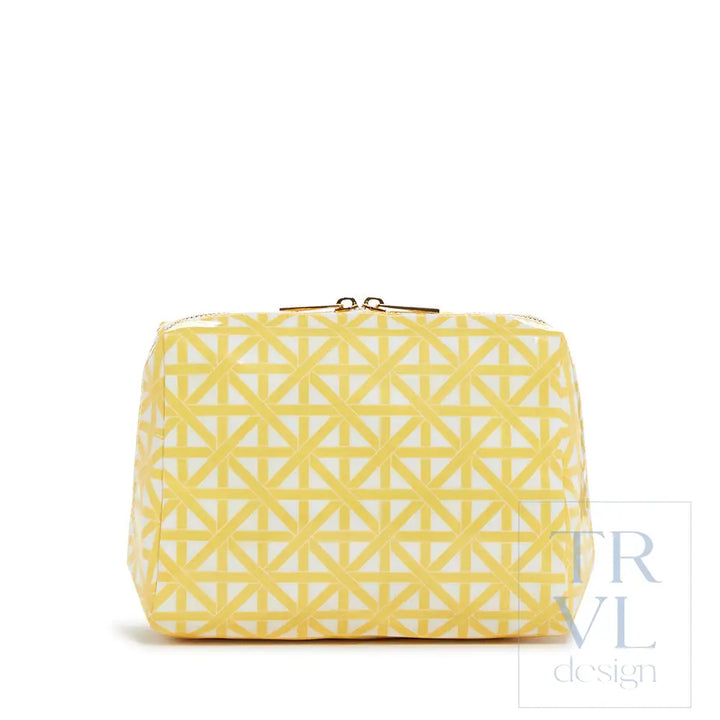 Luxe Gloss Double Zip Med - Trellis Lemon Cosmetic & Toiletry Bags