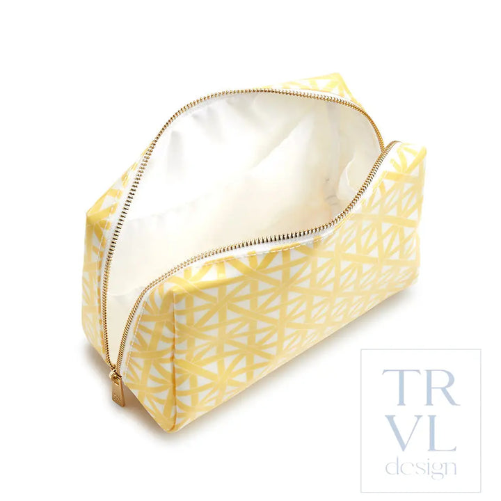 Luxe Gloss Double Zip Med - Trellis Lemon Cosmetic & Toiletry Bags