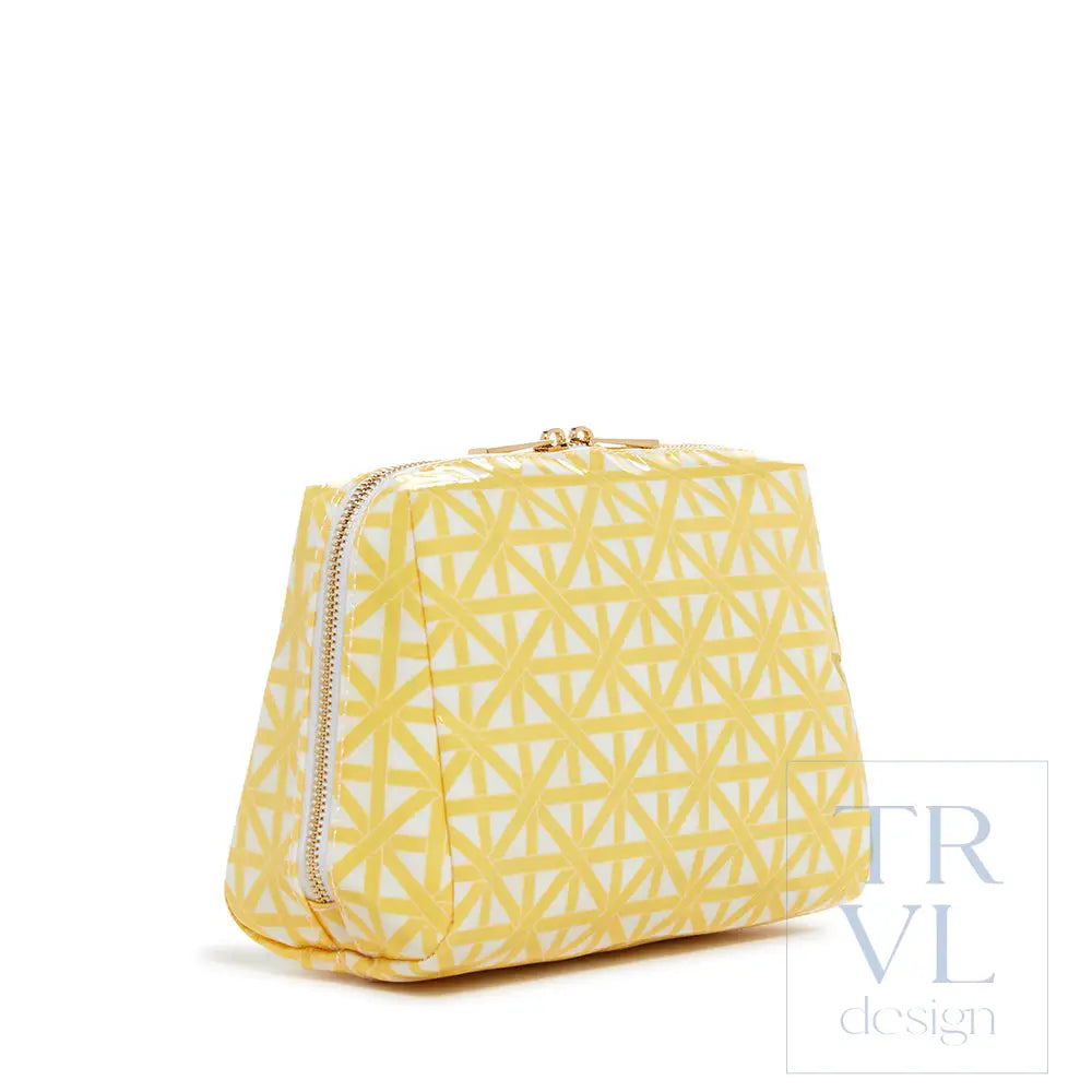 Luxe Gloss Double Zip Med - Trellis Lemon Cosmetic & Toiletry Bags
