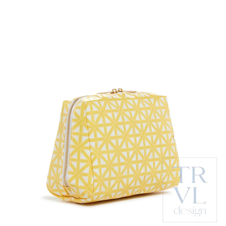 Luxe Gloss Double Zip Med - Trellis Lemon Cosmetic & Toiletry Bags