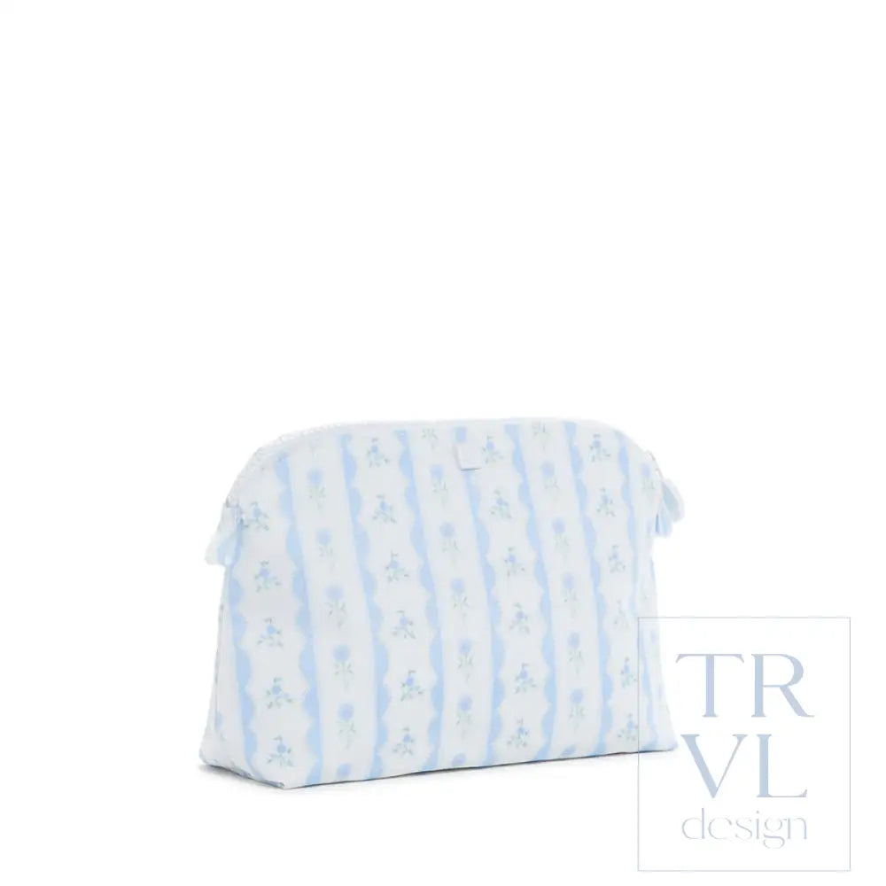 Goodie Cosmetic Bag - Ribbon Floral Blue Cosmetic & Toiletry Bags