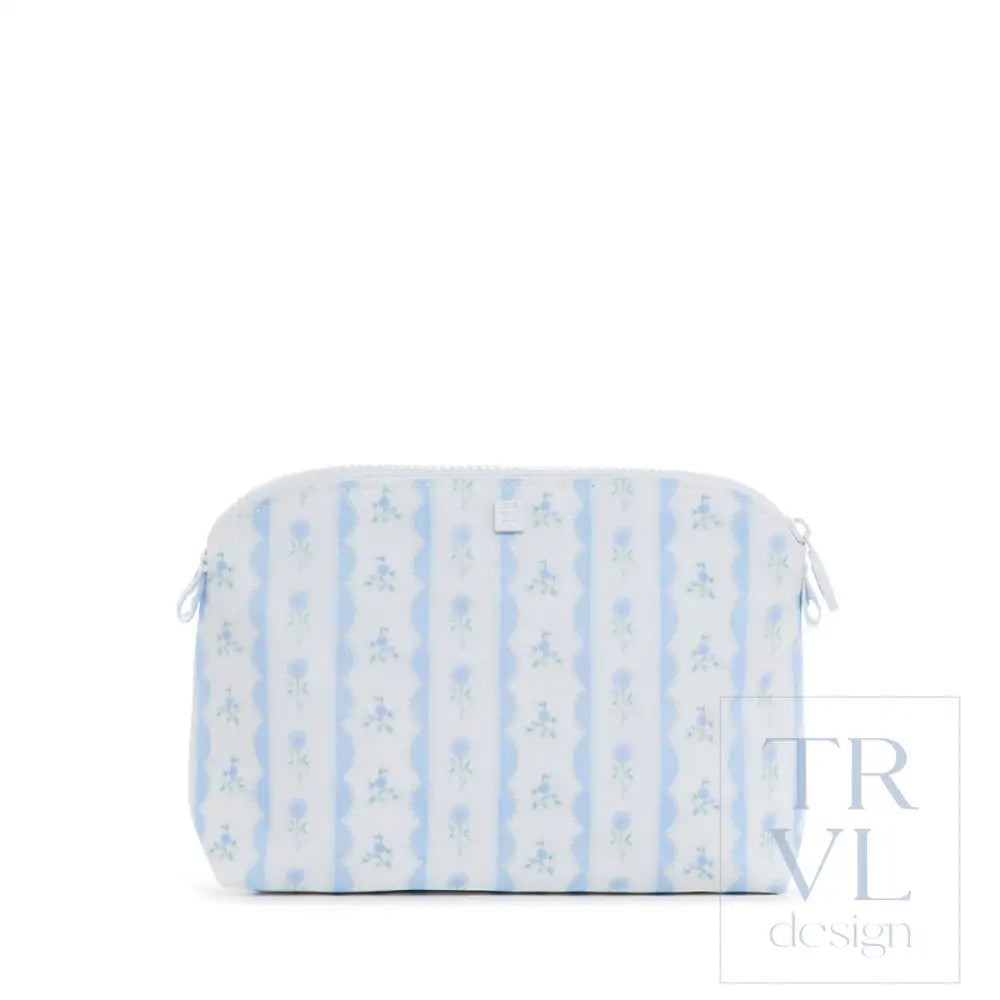 Goodie Cosmetic Bag - Ribbon Floral Blue Cosmetic & Toiletry Bags