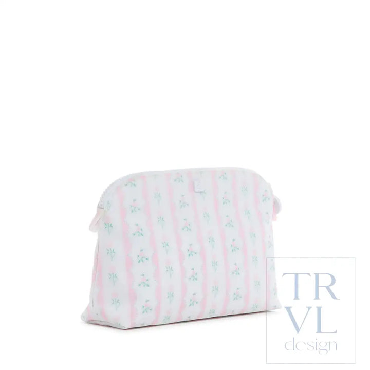 Goodie Cosmetic Bag - Ribbon Floral Pink Cosmetic &amp; Toiletry Bags