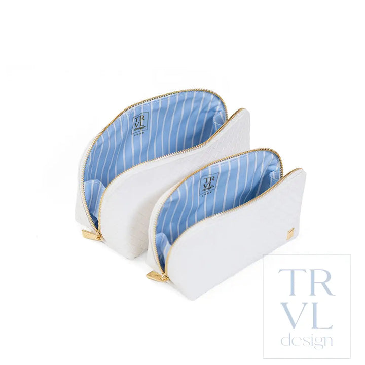 Cosmetic Bag Set - Duo Case - Woven Blanc - Cosmetic &amp; Toiletry Bags