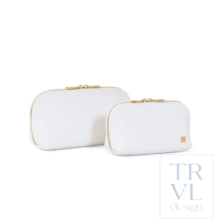 Cosmetic Bag Set - Duo Case - Woven Blanc - Cosmetic &amp; Toiletry Bags