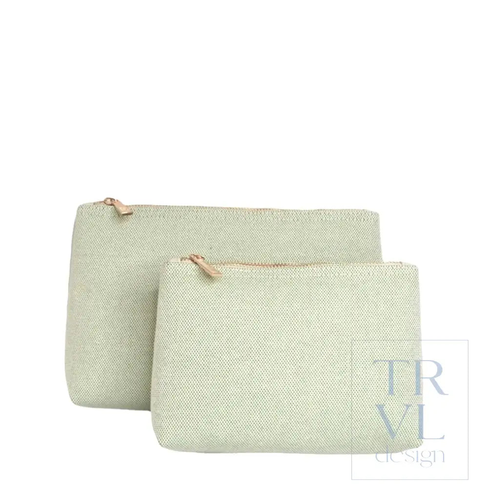 Cosmetic Bag Set - Linen Duo Set - Grass Green - Cosmetic & Toiletry Bags