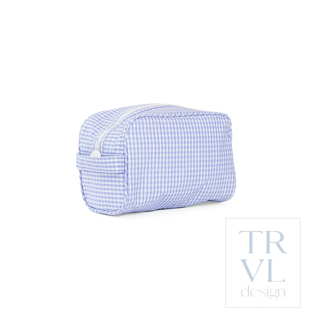 Dopp Bag - Stowaway Toiletry Bag - Gingham Lilac - Cosmetic & Toiletry Bags